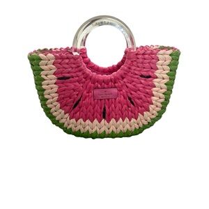 Kate Spade Pink and Green Woven Tote Watermelon